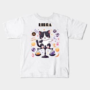 Libra Zodiac Cat Kids T-Shirt